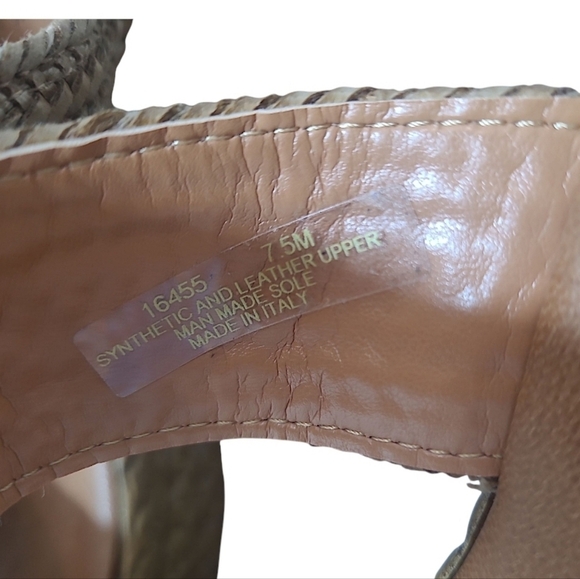 Mariella Suede Leather Woven Natural Slip On Wedge Sandals Size 7 - Picture 6 of 11